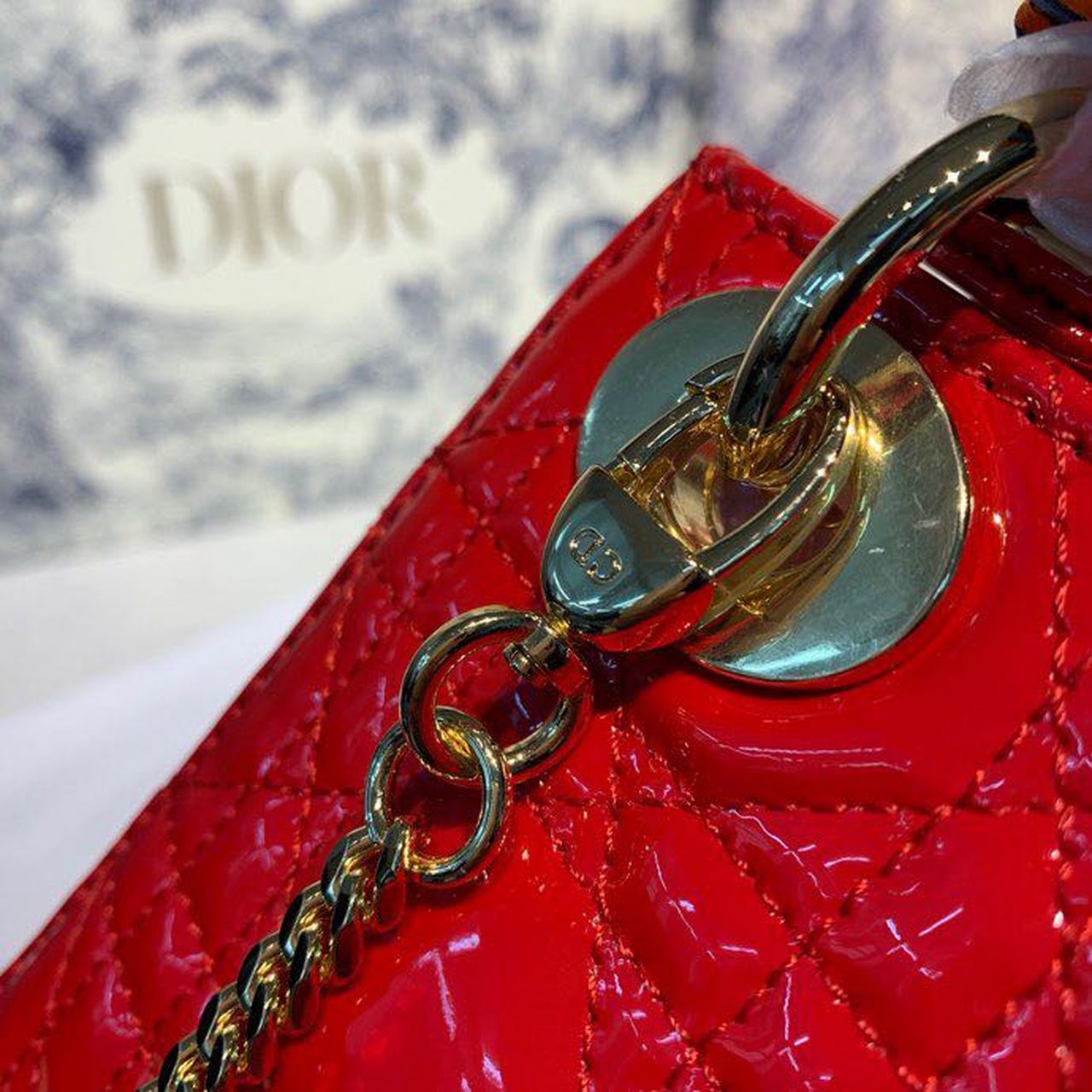 DI Mini Lady Bag with Chain Silver Hardware Spring/Summer Collection, Red, For Women Women’s Handbags, 18cm CD