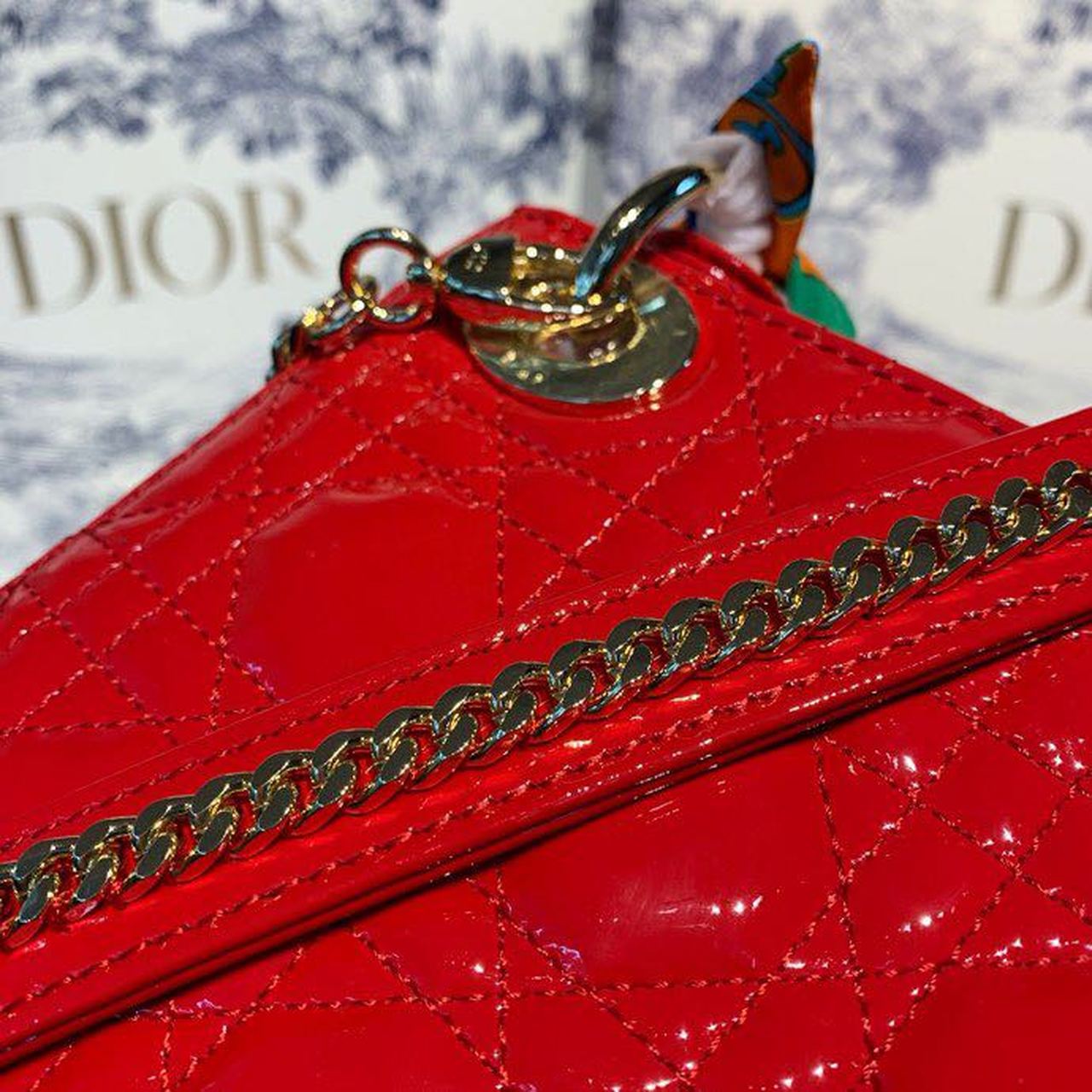 DI Mini Lady Bag with Chain Silver Hardware Spring/Summer Collection, Red, For Women Women’s Handbags, 18cm CD
