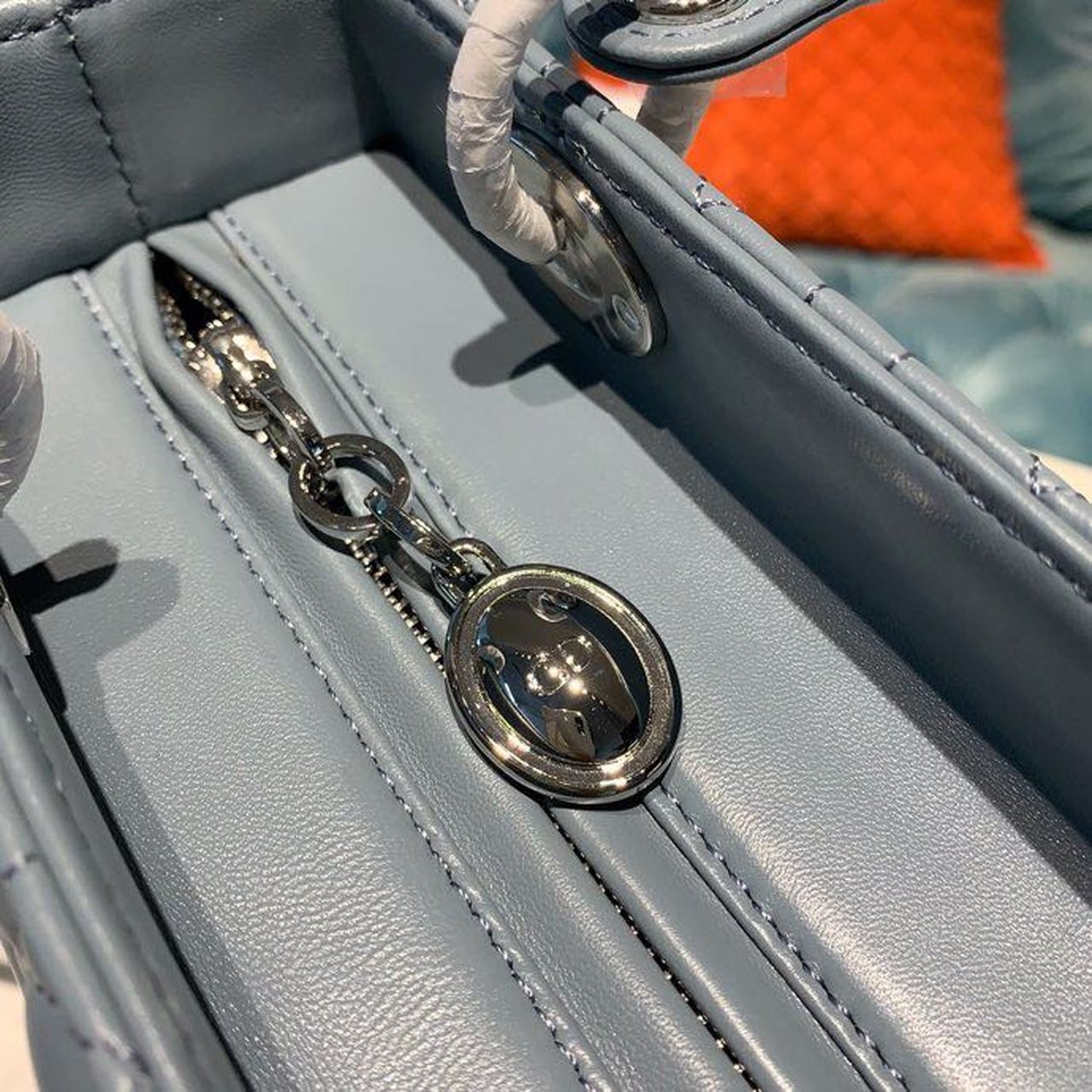 DI Medium Lady Bag Silver Hardware Cloud Blue For Women 9.5in/24cm CD