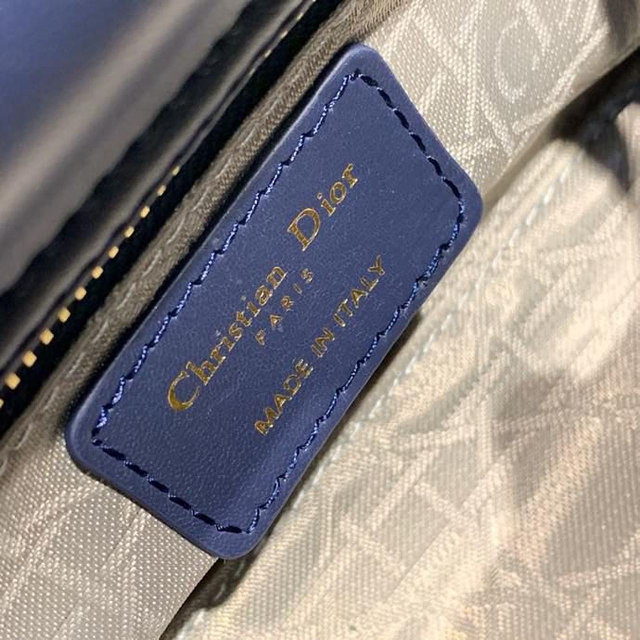 DI Mini Lady Bag with Chain Gold Toned Hardware Navy Blue For Women 6.5in/17cm CD