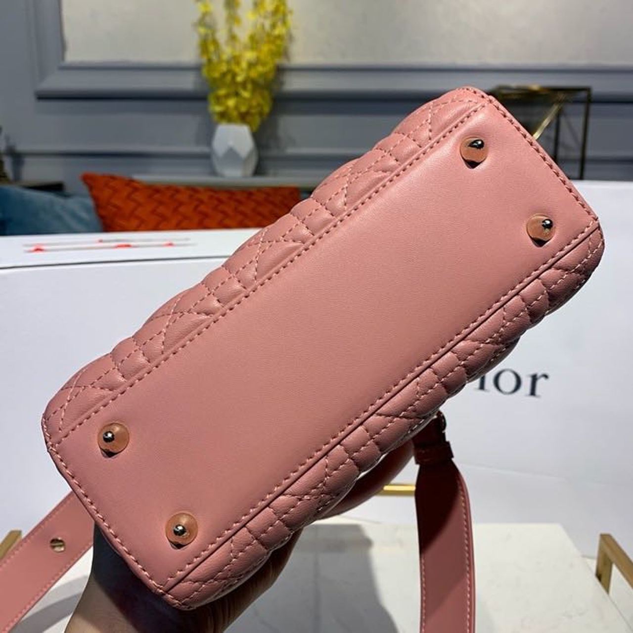 DI Small Lady Bag Gold Toned Hardware Sorbet Pink For Women 8in/20cm CD