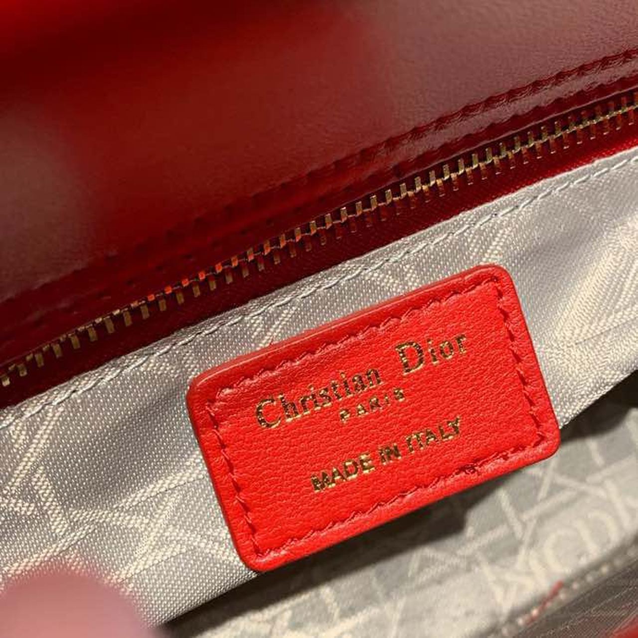 DI Small Lady Bag Red Patent Gold Toned Hardware For Women 8in/20cm CD