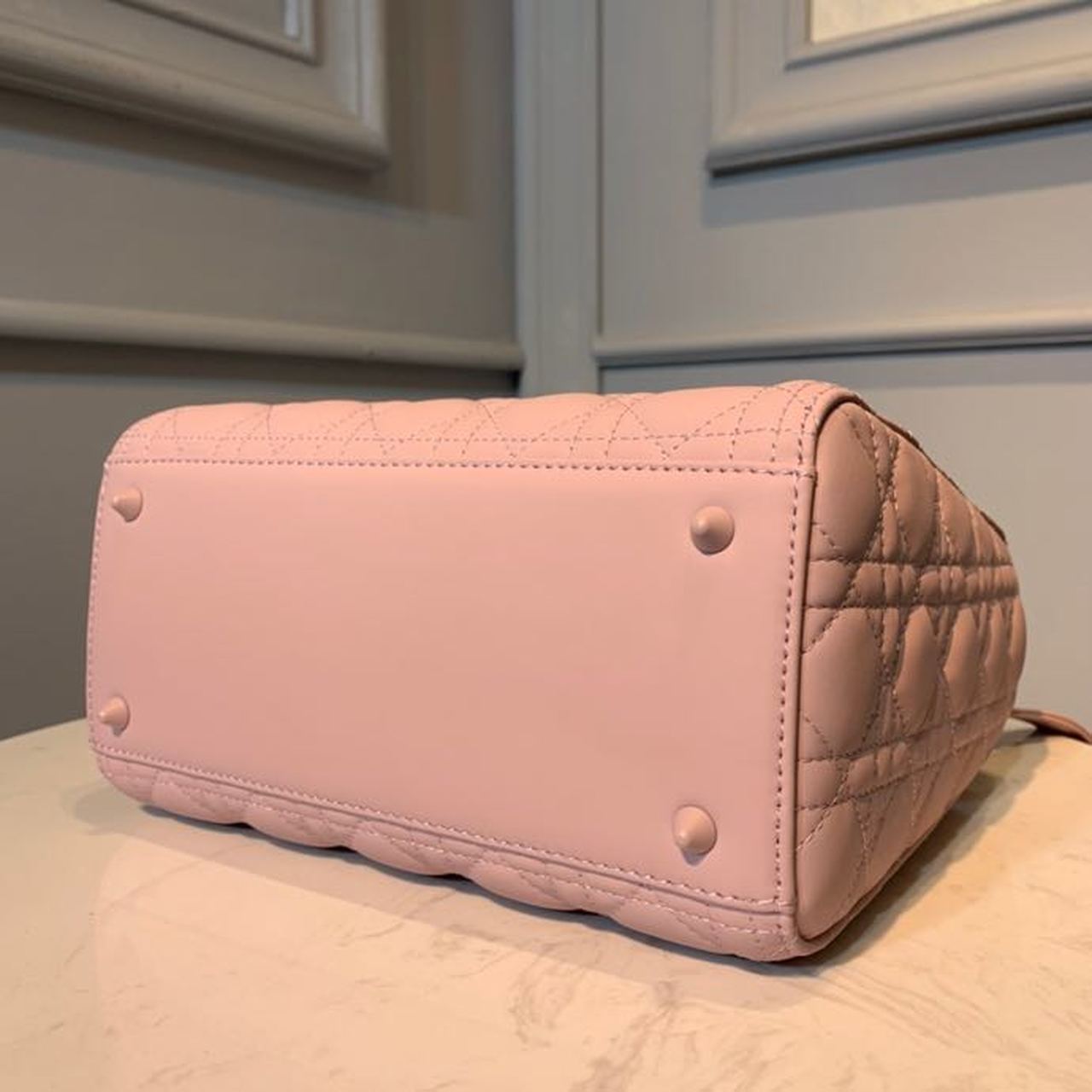 DI Medium Lady Bag Matte Hardware Powder Pink For Women 9.5in/24cm CD