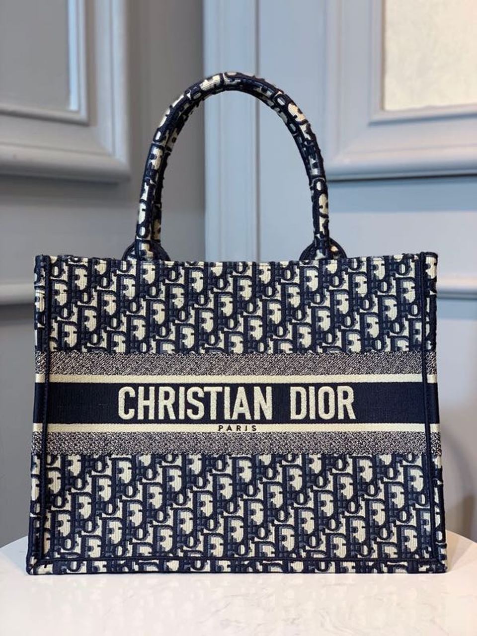 DI Medium Book Tote Bag Blue By Maria Grazia Chiuri For Women 14in/36cm CD M1296ZRIW_M928