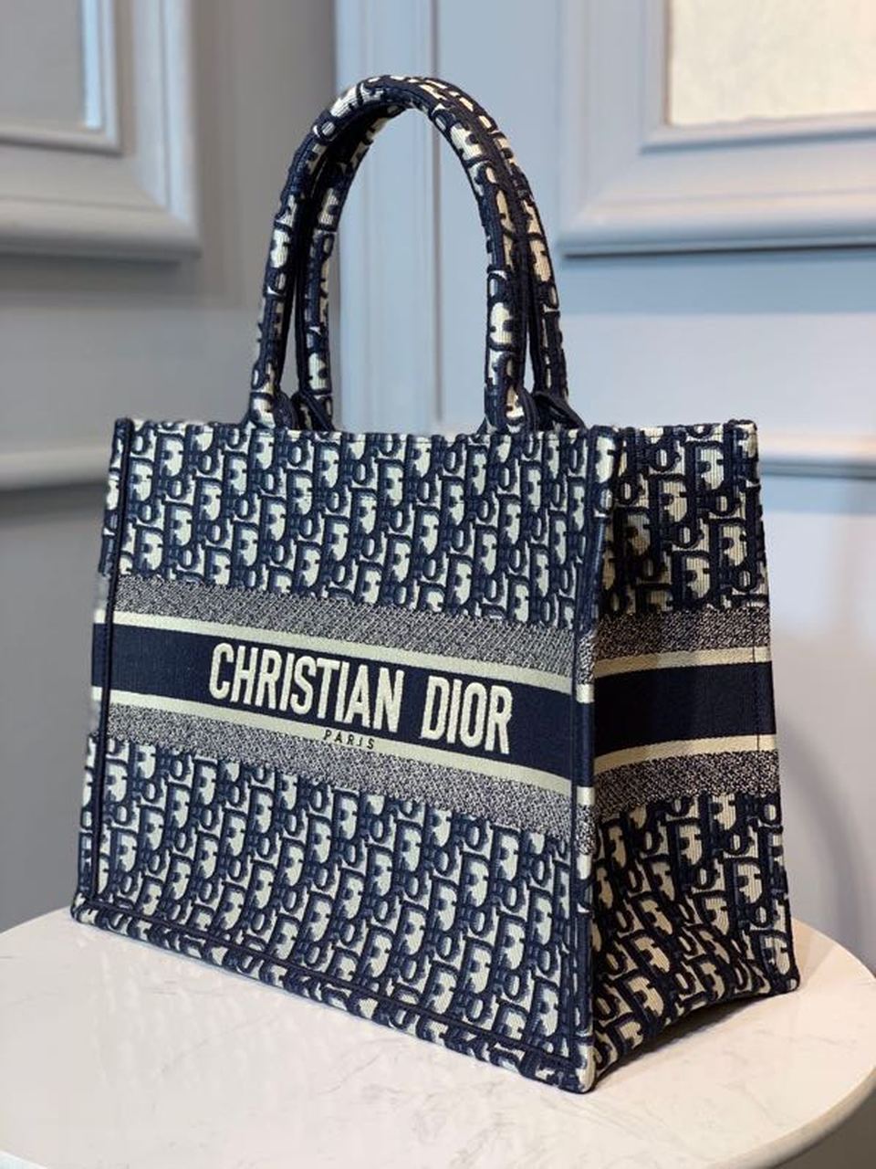DI Medium Book Tote Bag Blue By Maria Grazia Chiuri For Women 14in/36cm CD M1296ZRIW_M928