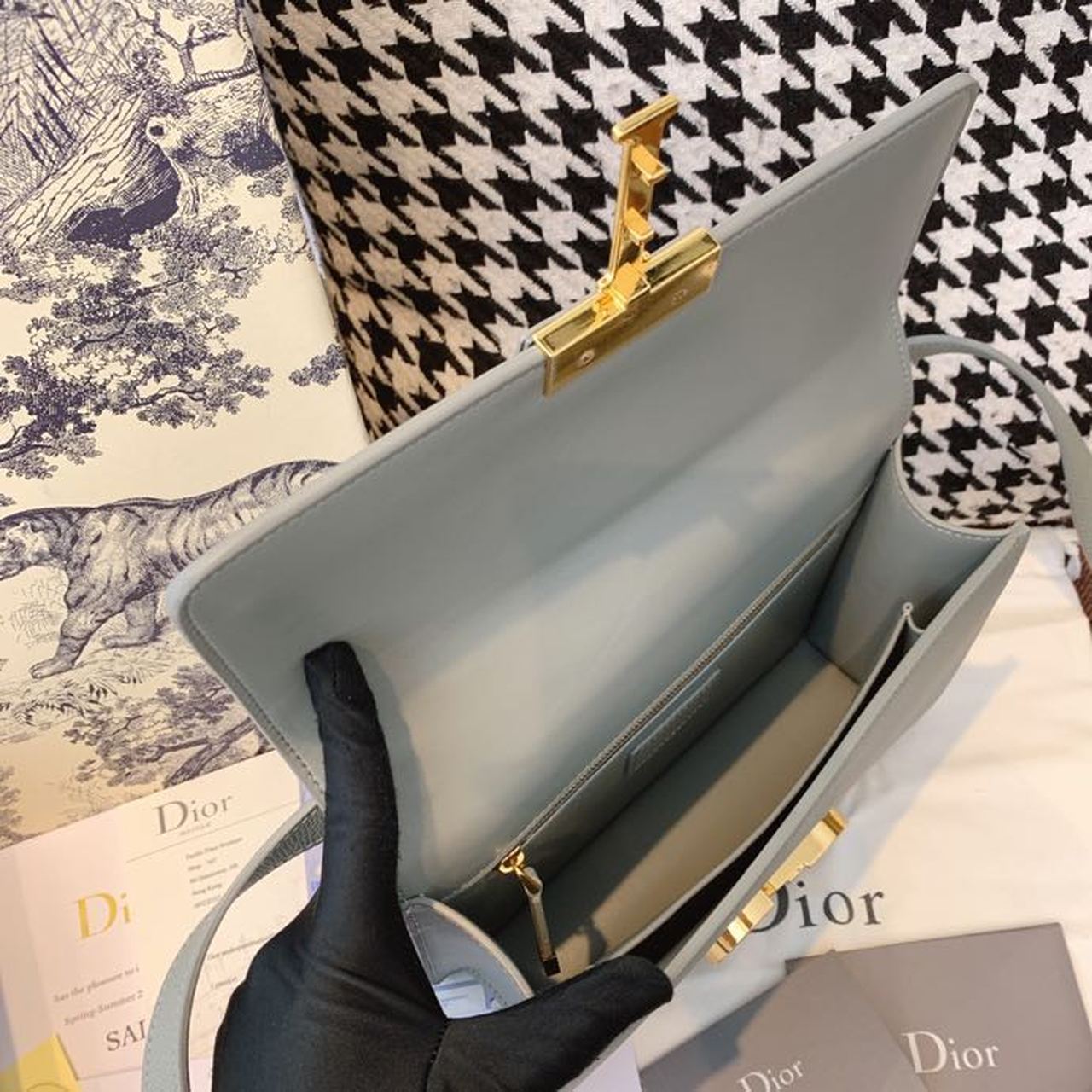 DI Medium 30 Montaigne Bag Blue-Gray Box For Women 24cm/9in CD