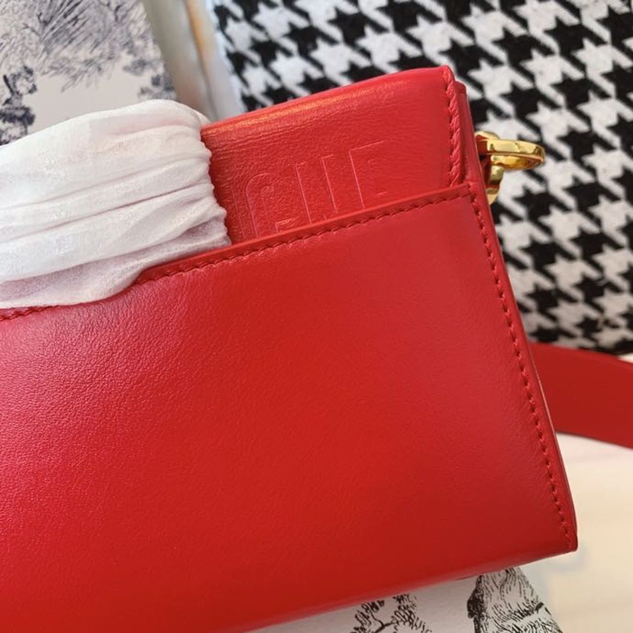 DI Mini 30 Montaigne Bag Gold Toned Hardware Red For Women 18cm/7in CD