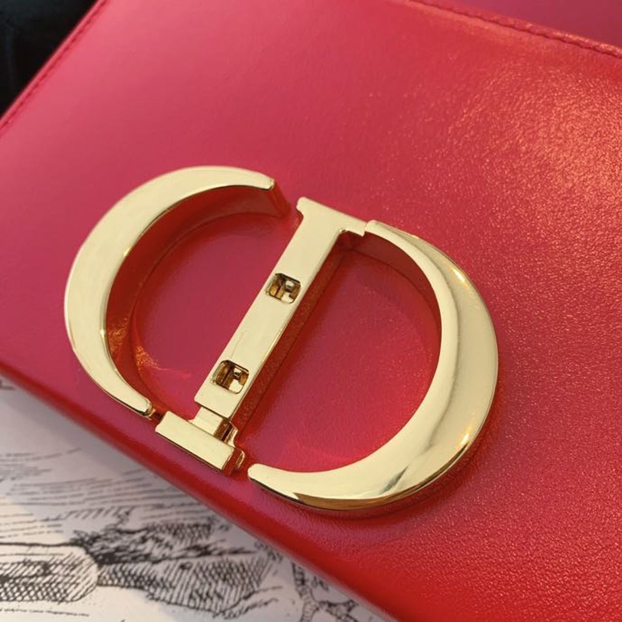 DI Mini 30 Montaigne Bag Gold Toned Hardware Red For Women 18cm/7in CD