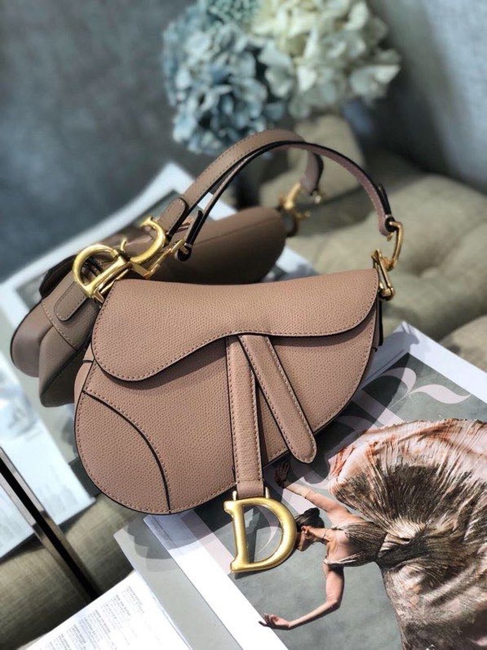 DI Saddle Bag Blush Grained For Women, Women’s Bags 19.5cm/7.6in CD