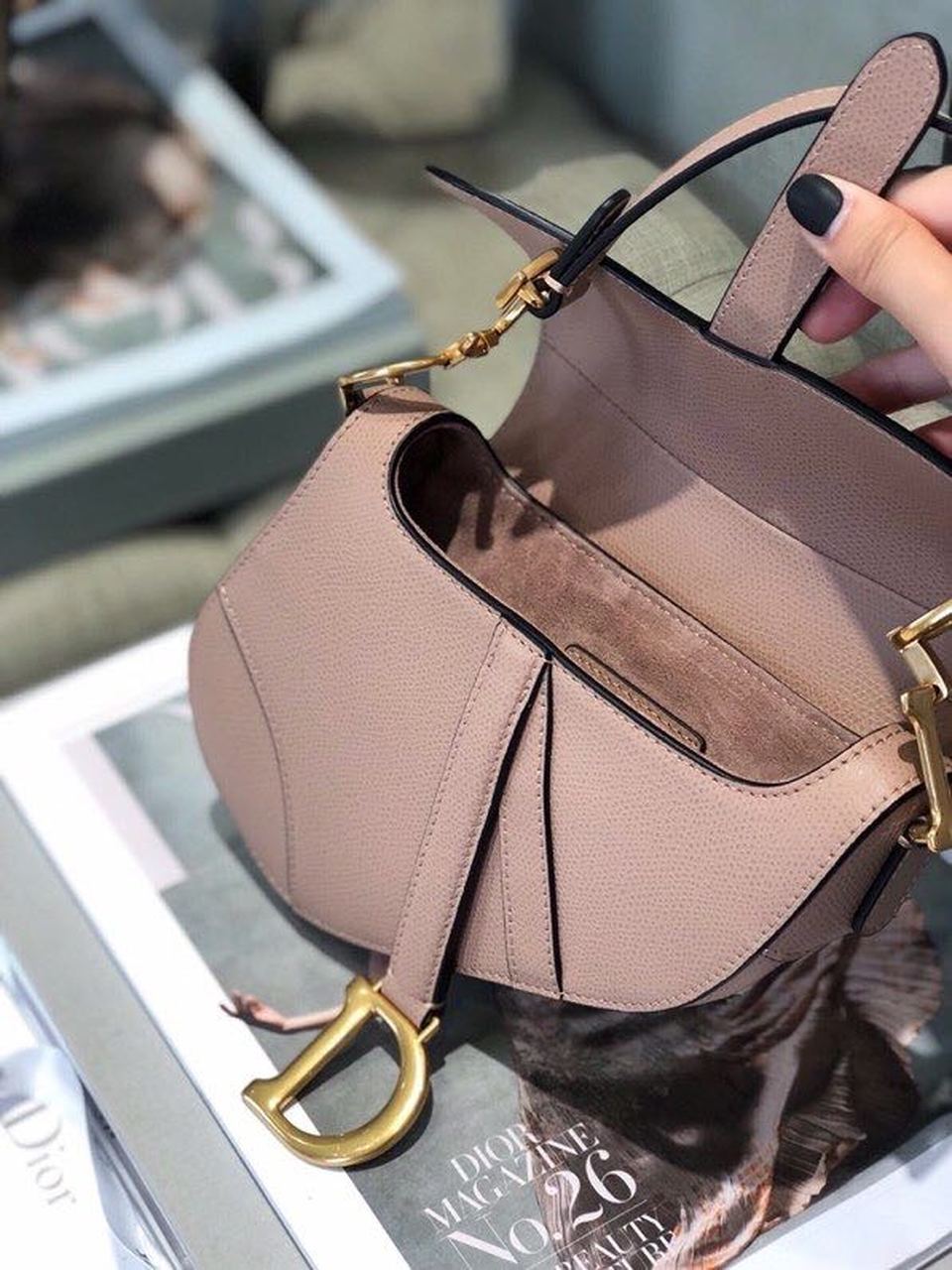 DI Saddle Bag Blush Grained For Women, Women’s Bags 19.5cm/7.6in CD