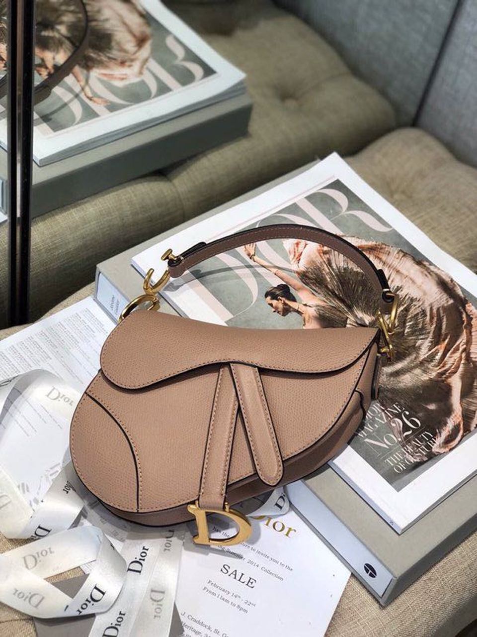 DI Saddle Bag Blush Grained For Women, Women’s Bags 19.5cm/7.6in CD