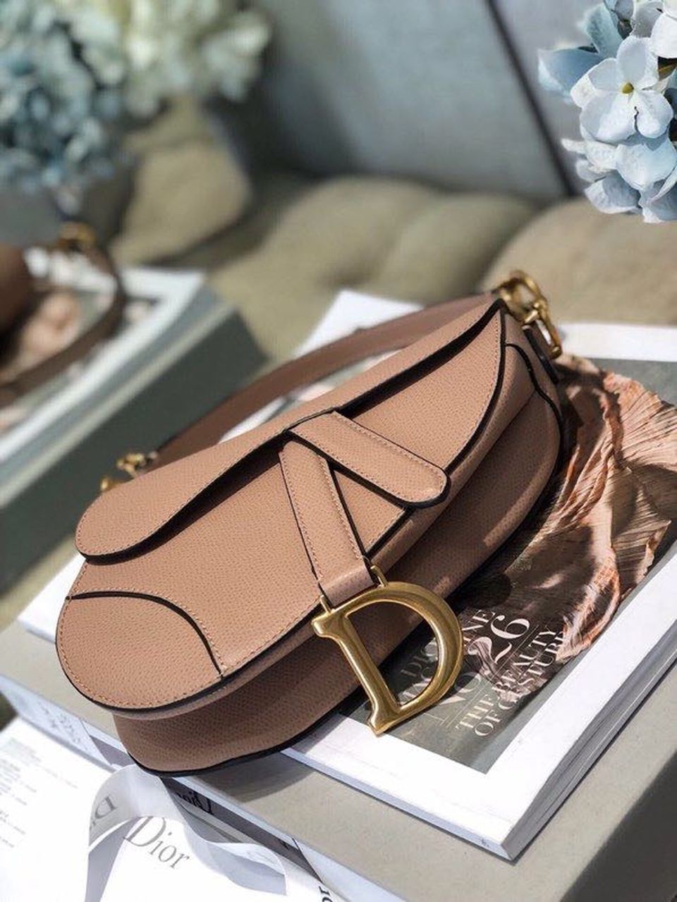 DI Saddle Bag Blush Grained For Women, Women’s Bags 19.5cm/7.6in CD