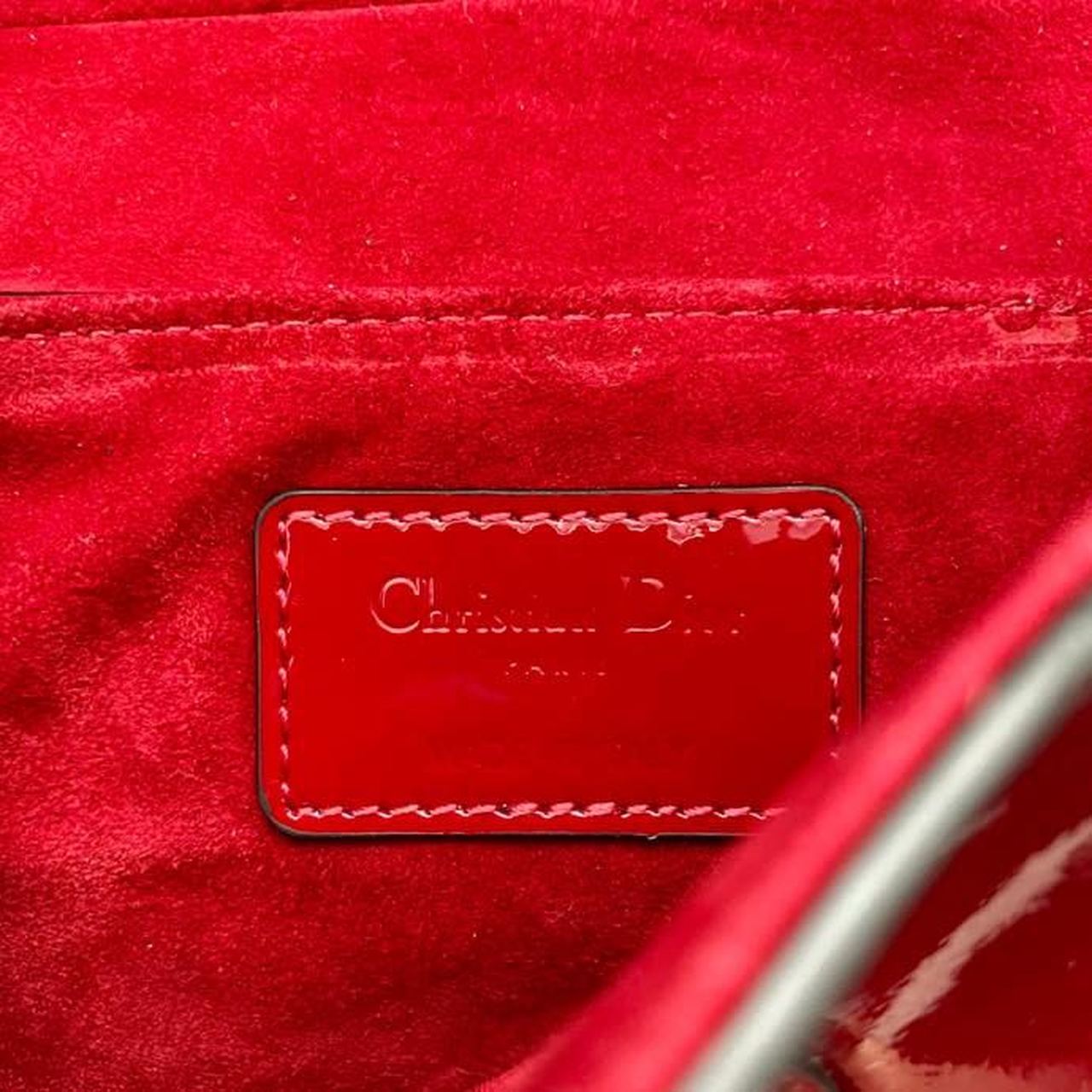 DI Micro Saddle Bag Red Patent Gold Toned Hardware For Women 19.5cm/7.6in CD