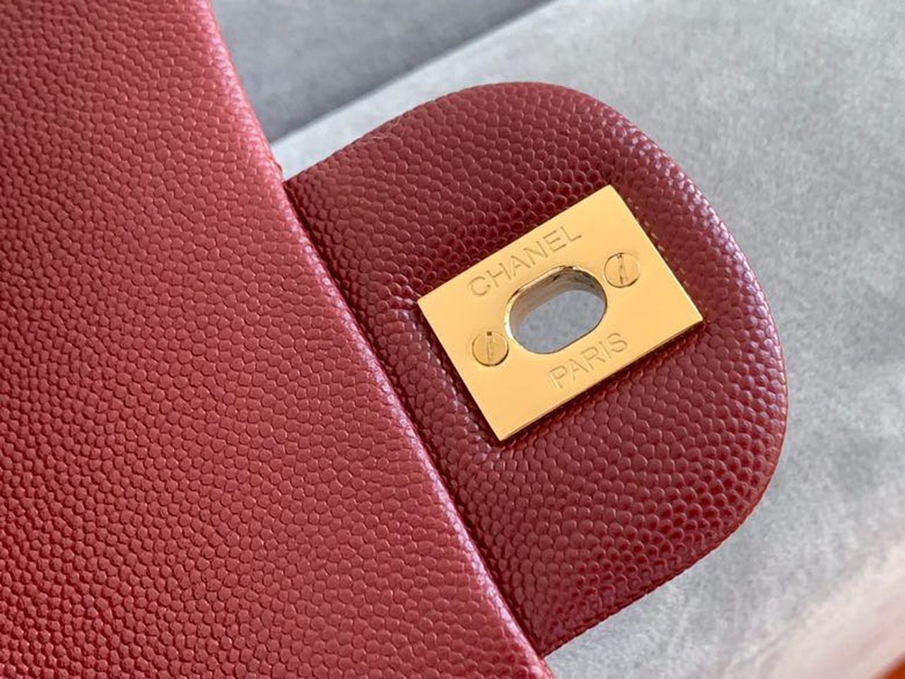 Chanel Classic HandBag Gold Toned Hardware Burgundy For Women 7.8in/20cm