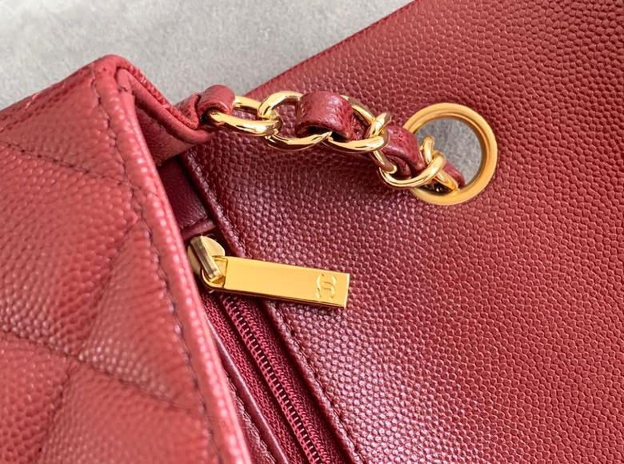 Chanel Classic HandBag Gold Toned Hardware Burgundy For Women 7.8in/20cm