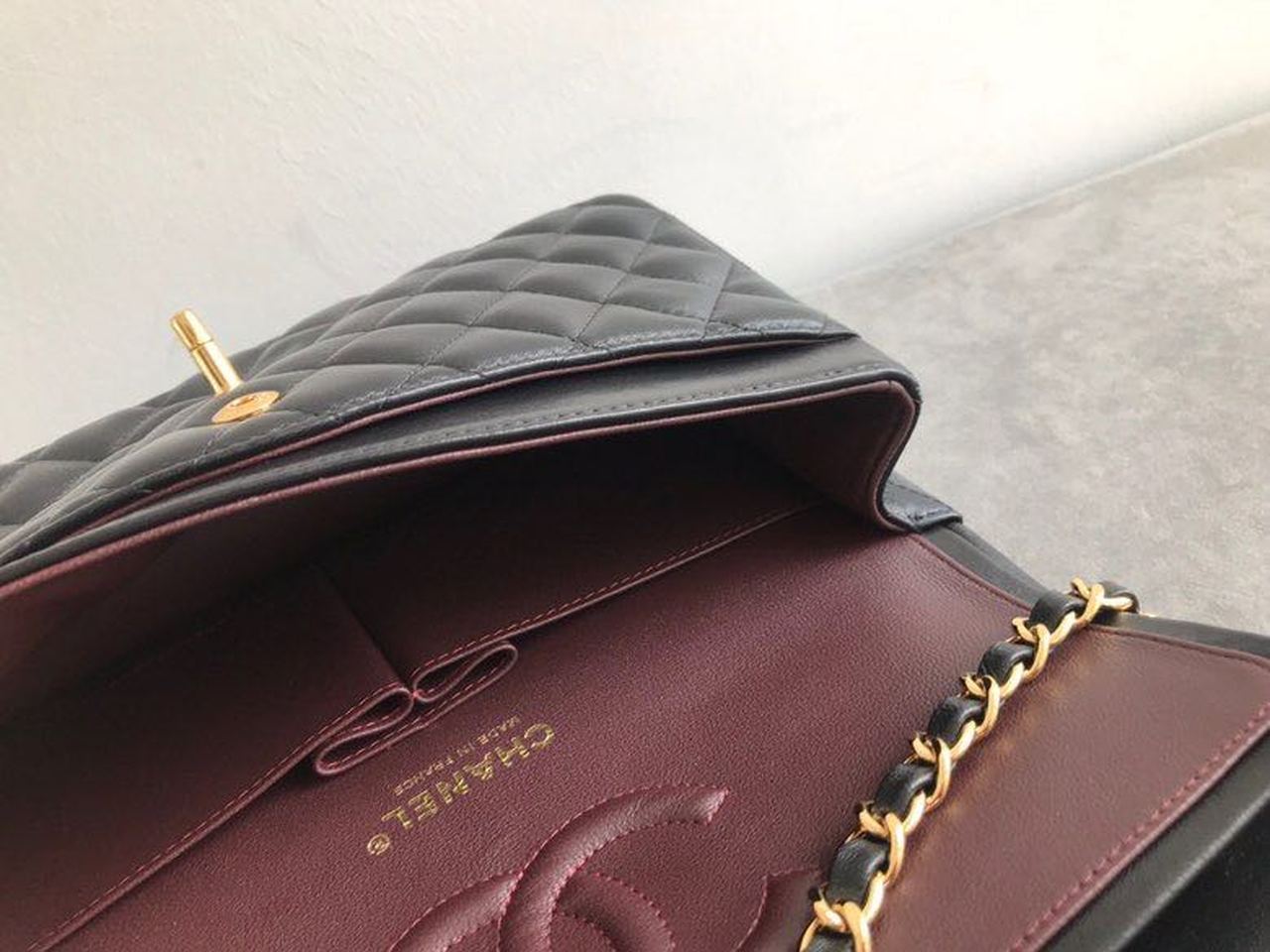 CHL Classic Flap Bag 25cm Gold Hardware Lambskin Leather Spring/Summer Collection Black