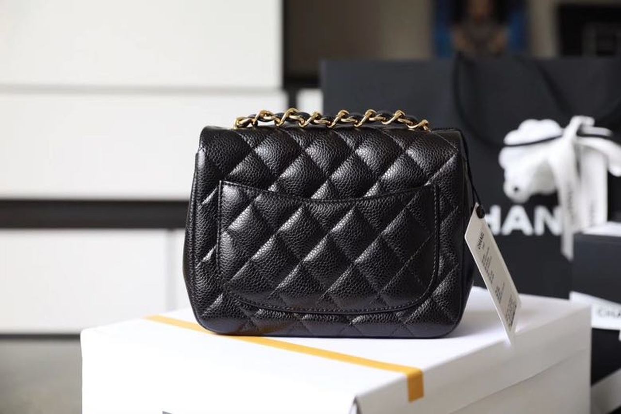 Chanel Classic Mini Flap Bag Gold Toned Hardware Black For Women 6.7in/17cm