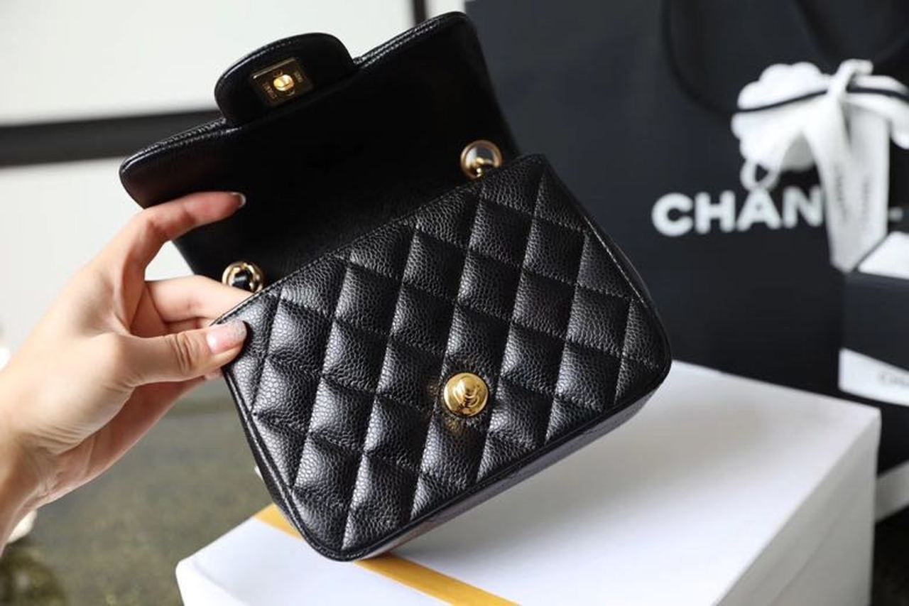 Chanel Classic Mini Flap Bag Gold Toned Hardware Black For Women 6.7in/17cm