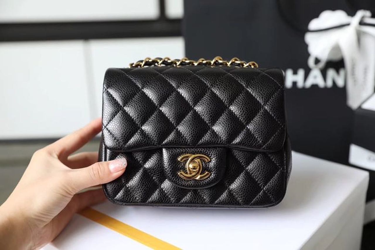 Chanel Classic Mini Flap Bag Gold Toned Hardware Black For Women 6.7in/17cm