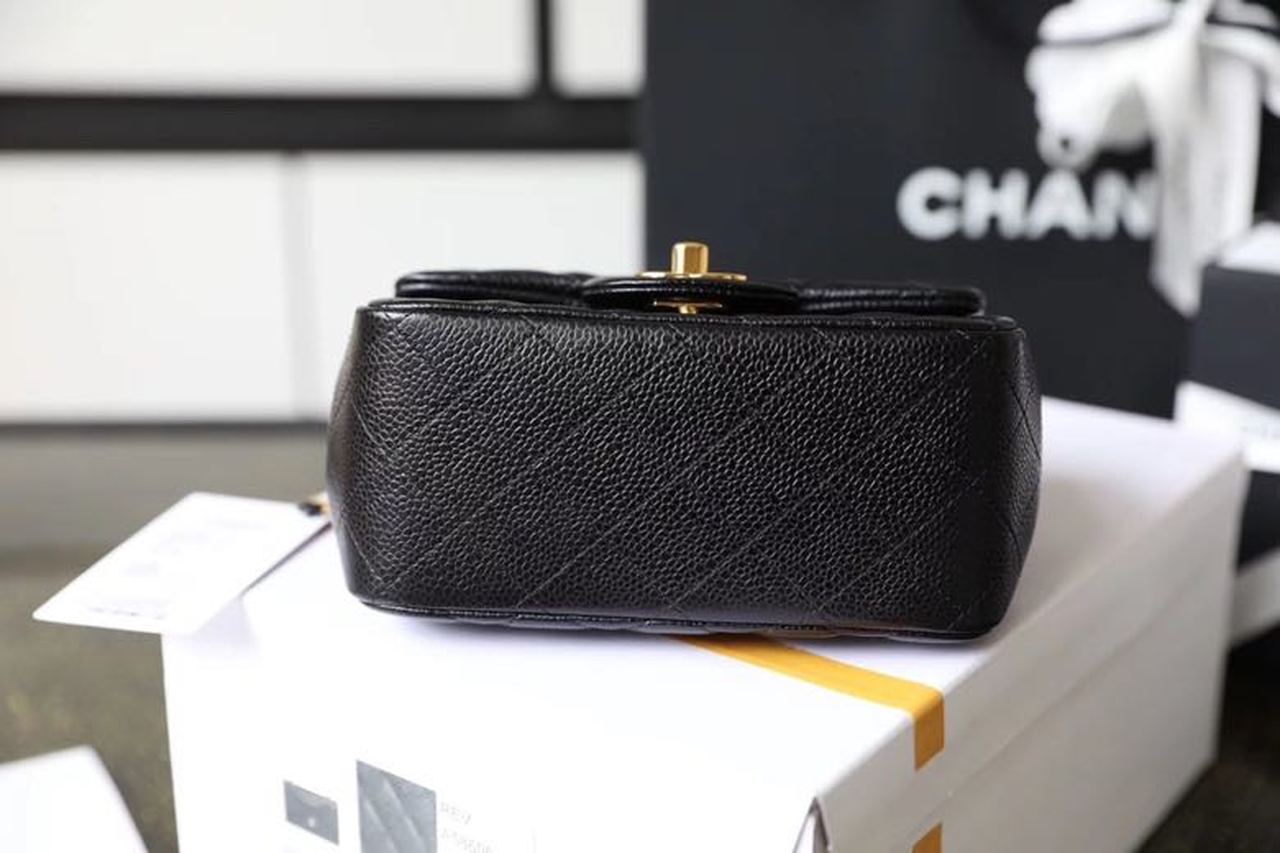 Chanel Classic Mini Flap Bag Gold Toned Hardware Black For Women 6.7in/17cm