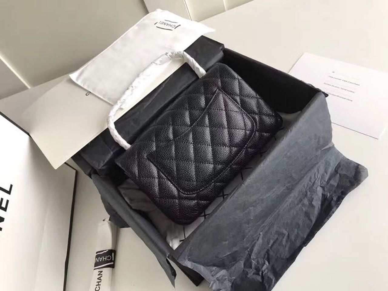 ChanelSmall Classic Handbag Silver Hardware Black For Women, Women’s Bags, Shoulder and Crossbody Bags 7.8in/20cm A01113