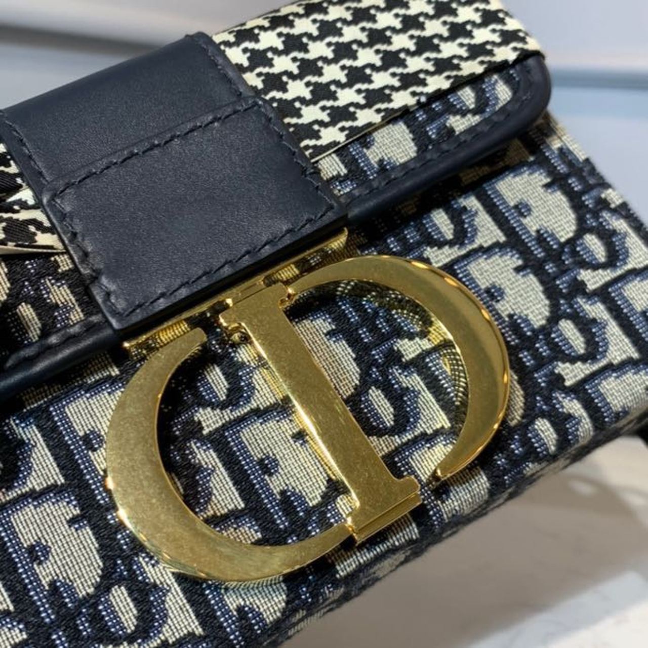 DI 30 Montaigne Box Bag Blue Oblique For Women17.5cm/7in FD Gold Toned Hardware CD