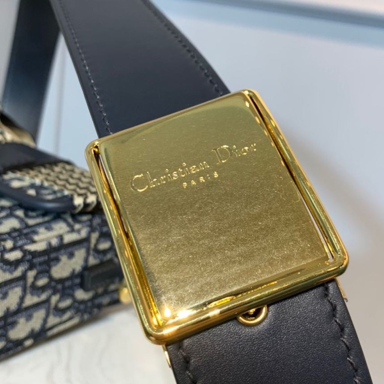 DI 30 Montaigne Box Bag Blue Oblique For Women17.5cm/7in FD Gold Toned Hardware CD
