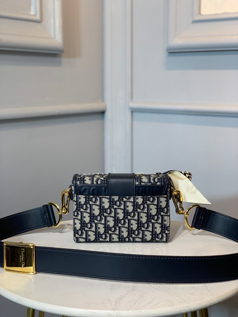 DI 30 Montaigne Box Bag Blue Oblique For Women17.5cm/7in FD Gold Toned Hardware CD