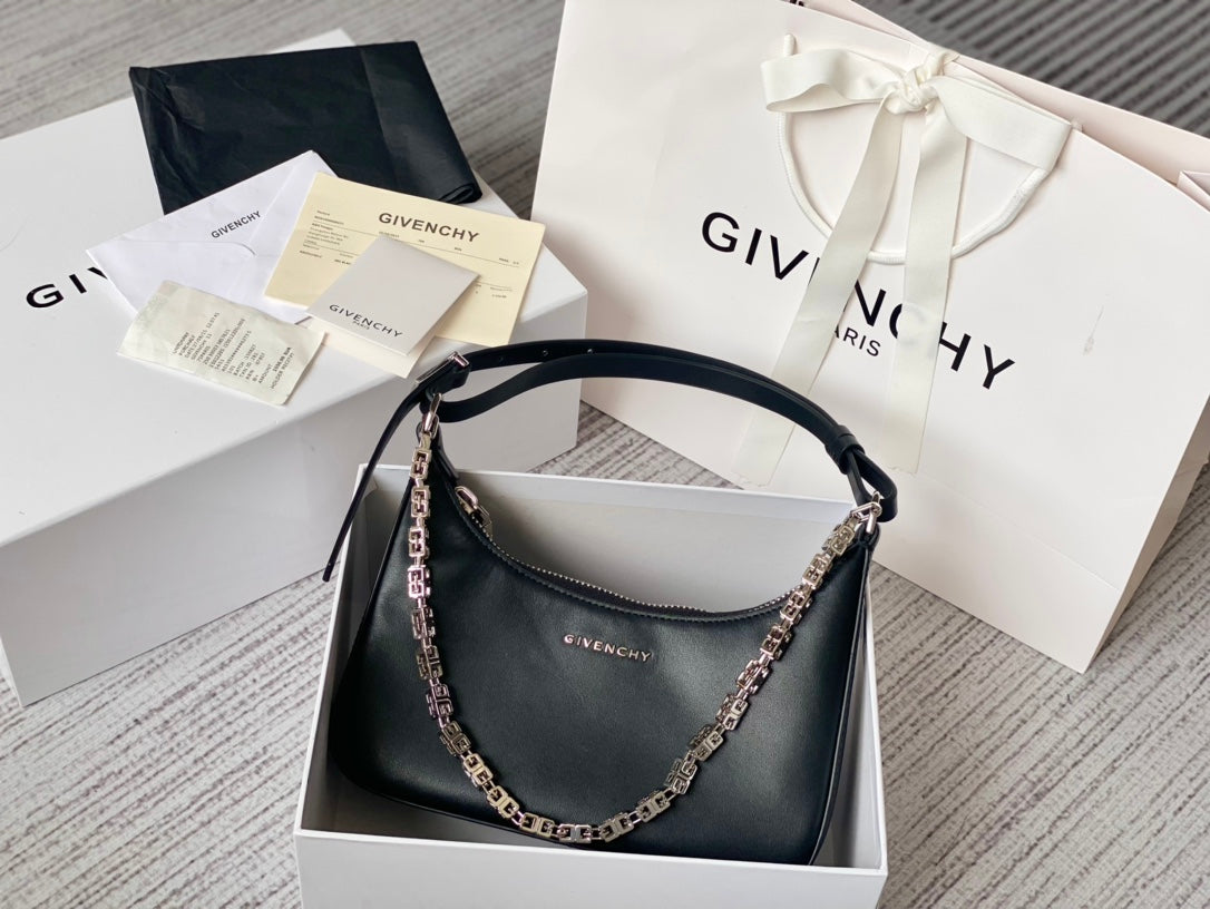 gv Small Moon Cut Out Bag Black For Women, Handbags, Shoulder Bags 9.8in/25cm GVC BB50LGB1A4-001