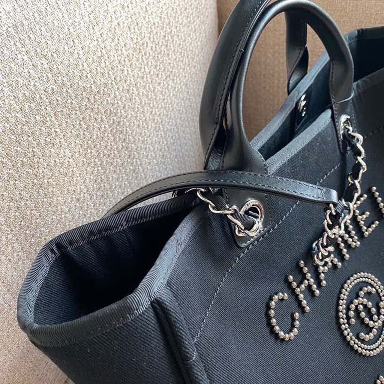 Chanel Large Deauville Pearl Tote Bag Black For Women, Women’s Handbags, Shoulder Bags 15in/38cm A66941