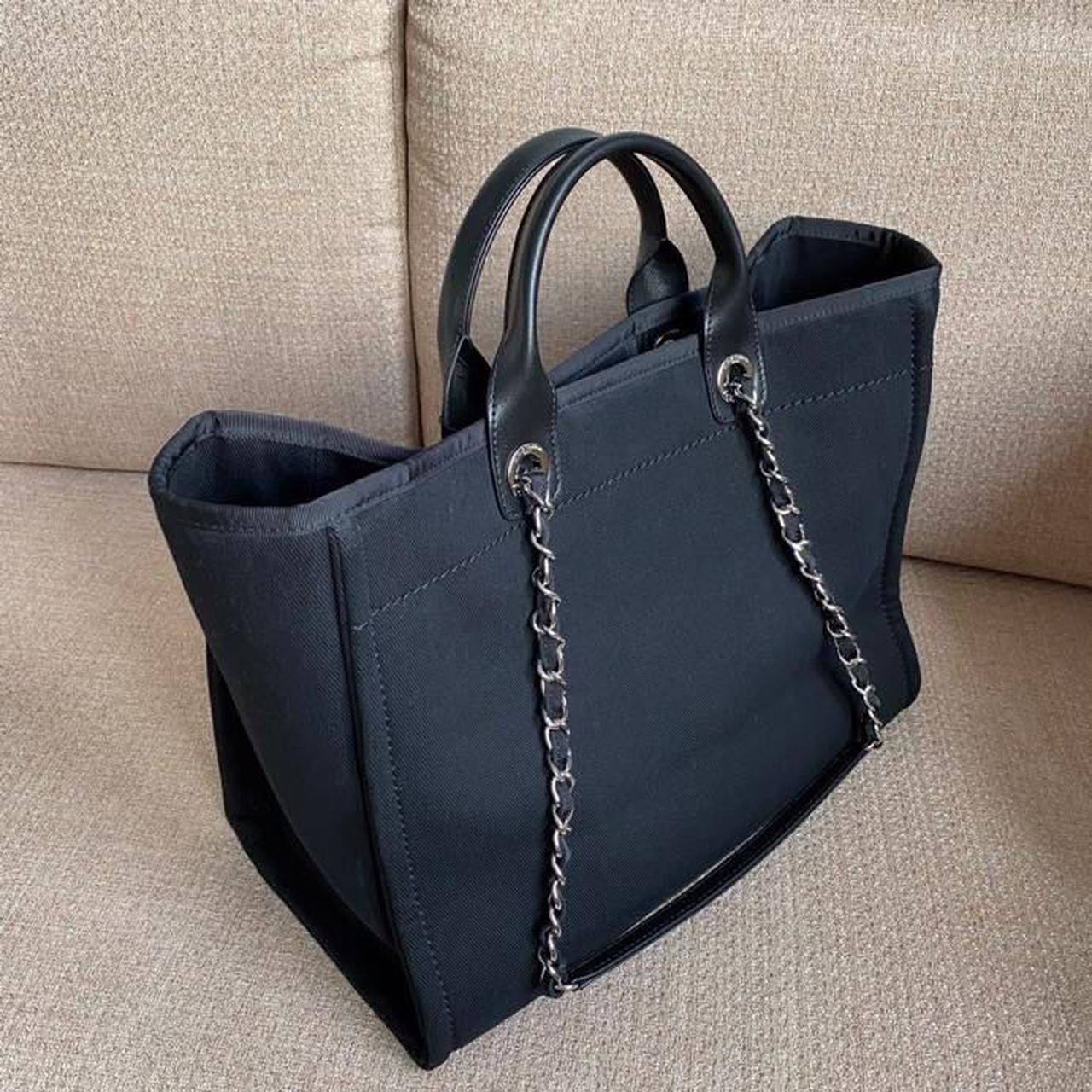 Chanel Large Deauville Pearl Tote Bag Black For Women, Women’s Handbags, Shoulder Bags 15in/38cm A66941