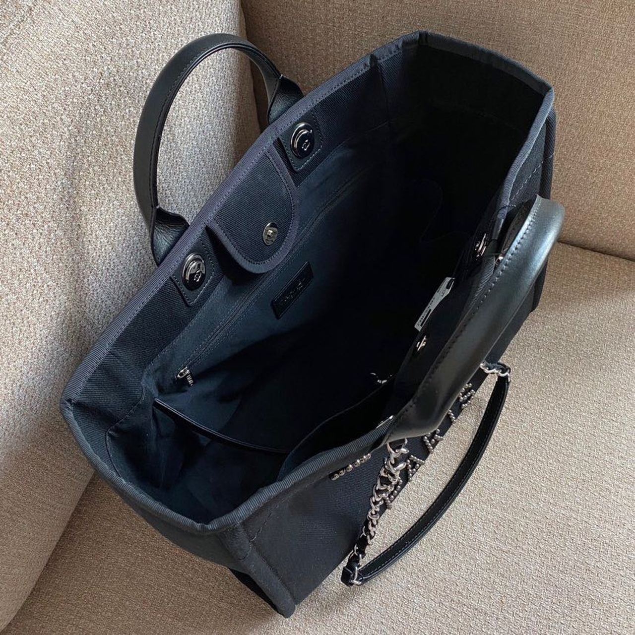 Chanel Large Deauville Pearl Tote Bag Black For Women, Women’s Handbags, Shoulder Bags 15in/38cm A66941