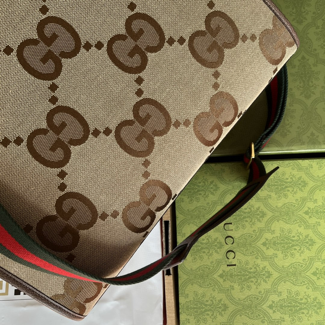 gg Tote Bag With Jumbo Camel And Ebony Jumbo gg Canvas For Women 14.6in/37cm 678839 UKMDG 2570
