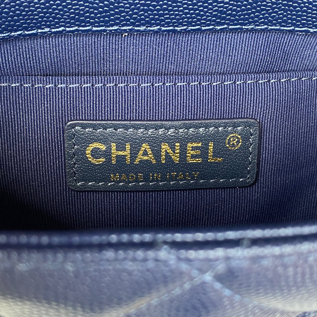 ChanelMini Flap Bag With Top Handle Gold Hardware Navy Blue For Women, Women’s Handbags, Shoulder Bags 7.9in/20cm AS2431 B08846 NJ532