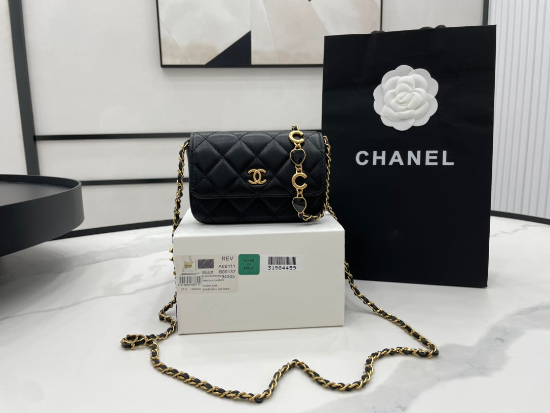 ChanelMini Flap Bag Black For Women, Women’s Bags 7.5in/19cm