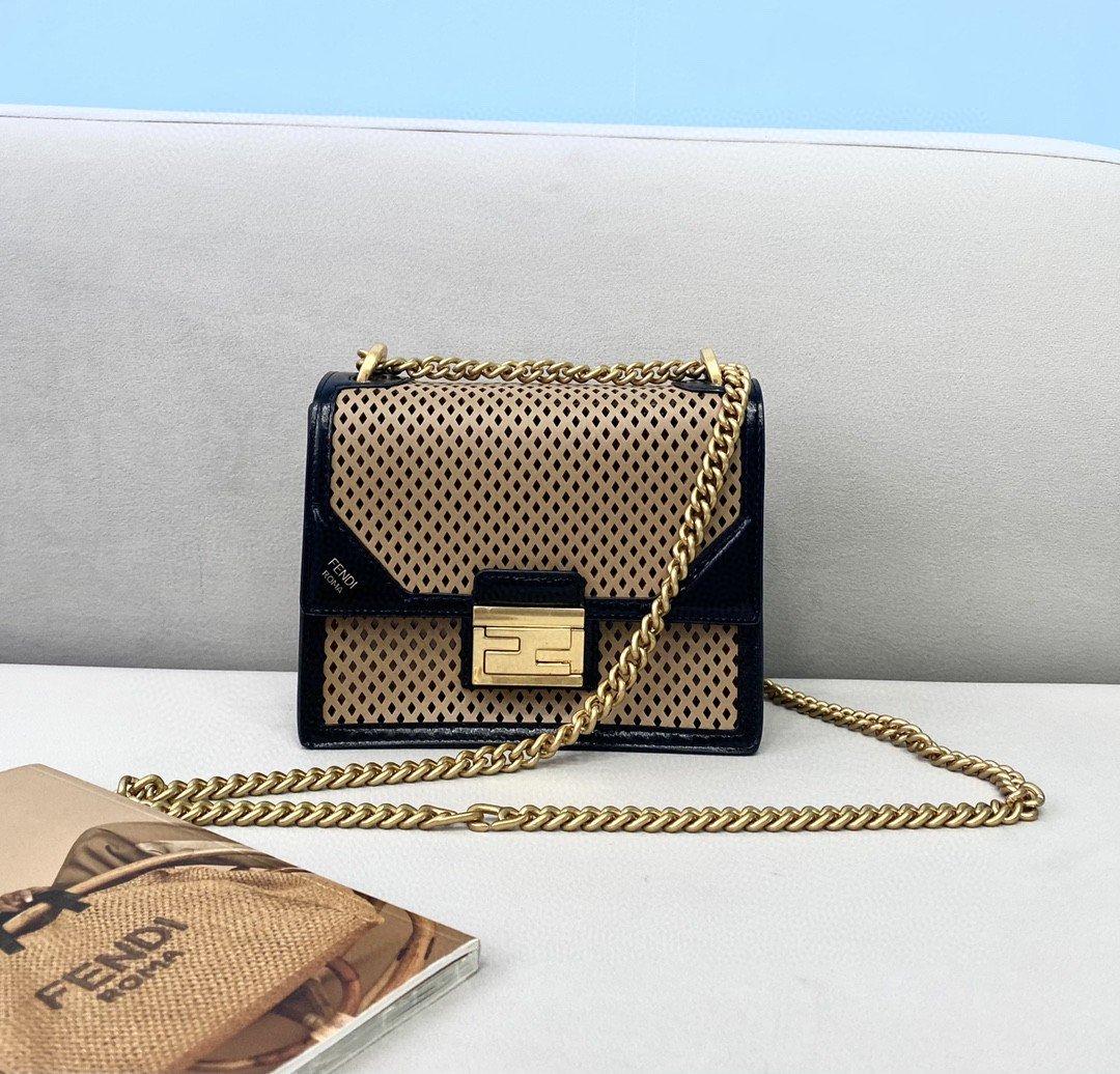 FI Small Kan U Black and Brown Bag For Woman 19cm/7.5in485