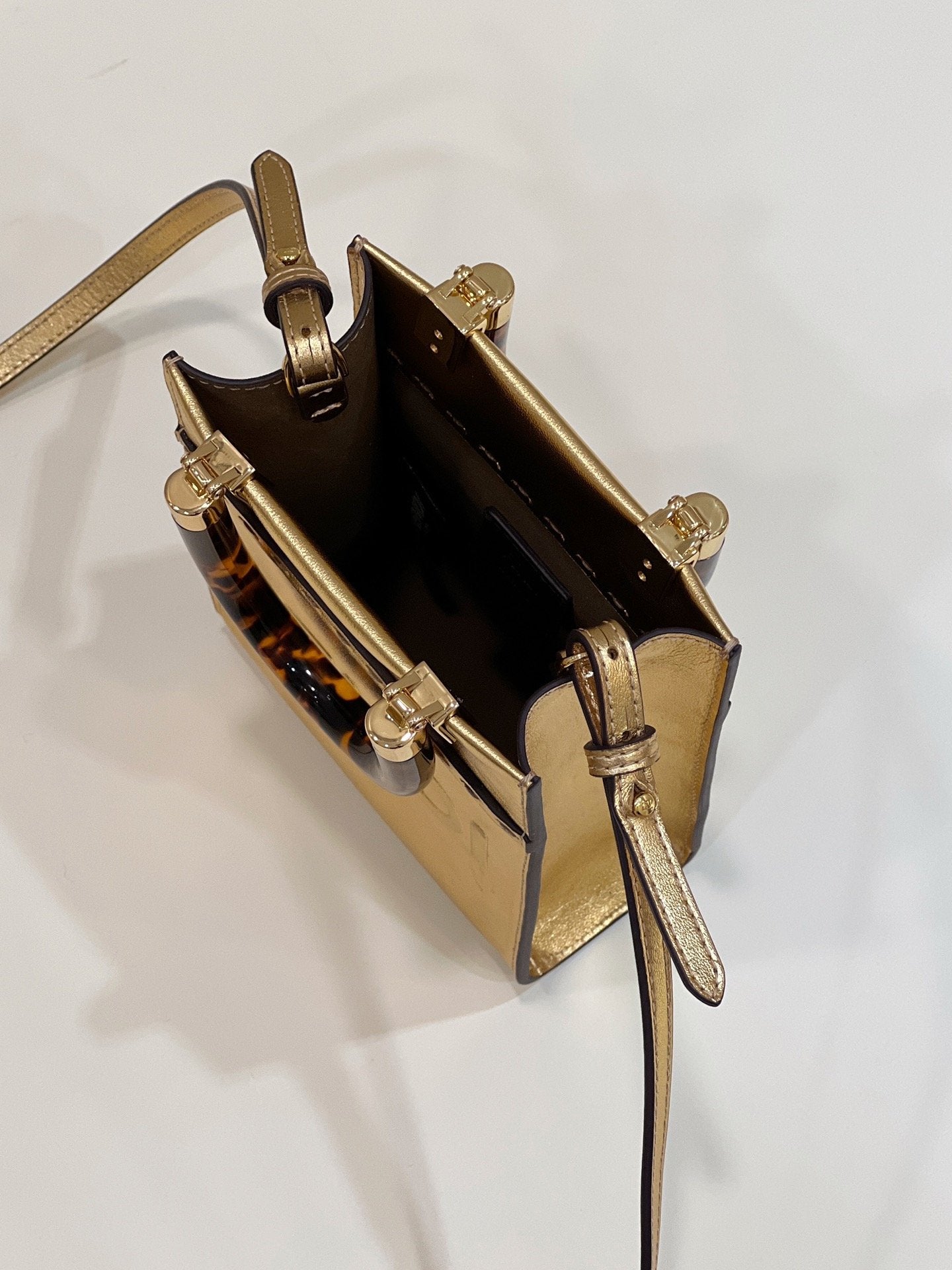 FI Mini Sunshine Shopper Gold For Women, Women’s Handbags, Shoulder And Crossbody Bags 7.1in/18cm FF 8BS051AJH7F1GNN