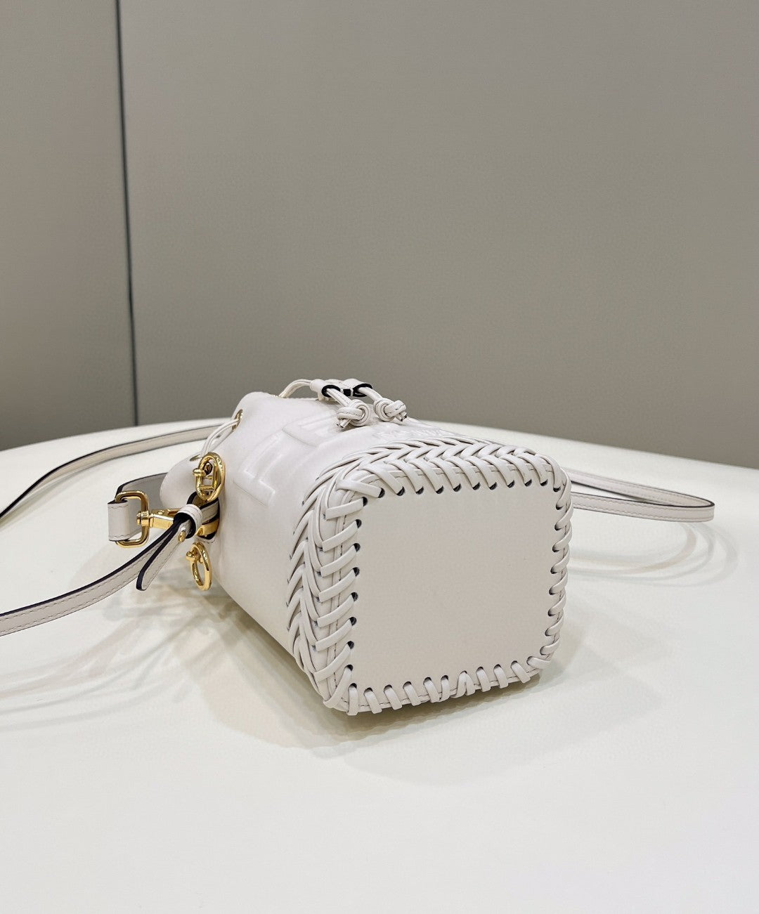 FI Mon Tresor White Mini-bag with stitching For Woman 18cm/7in 8BS010AGV0F0K7E