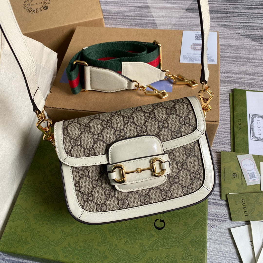 gg Horsebit 1955 gg Mini Bag White For Women, Women’s Bags 8in/21cm gg