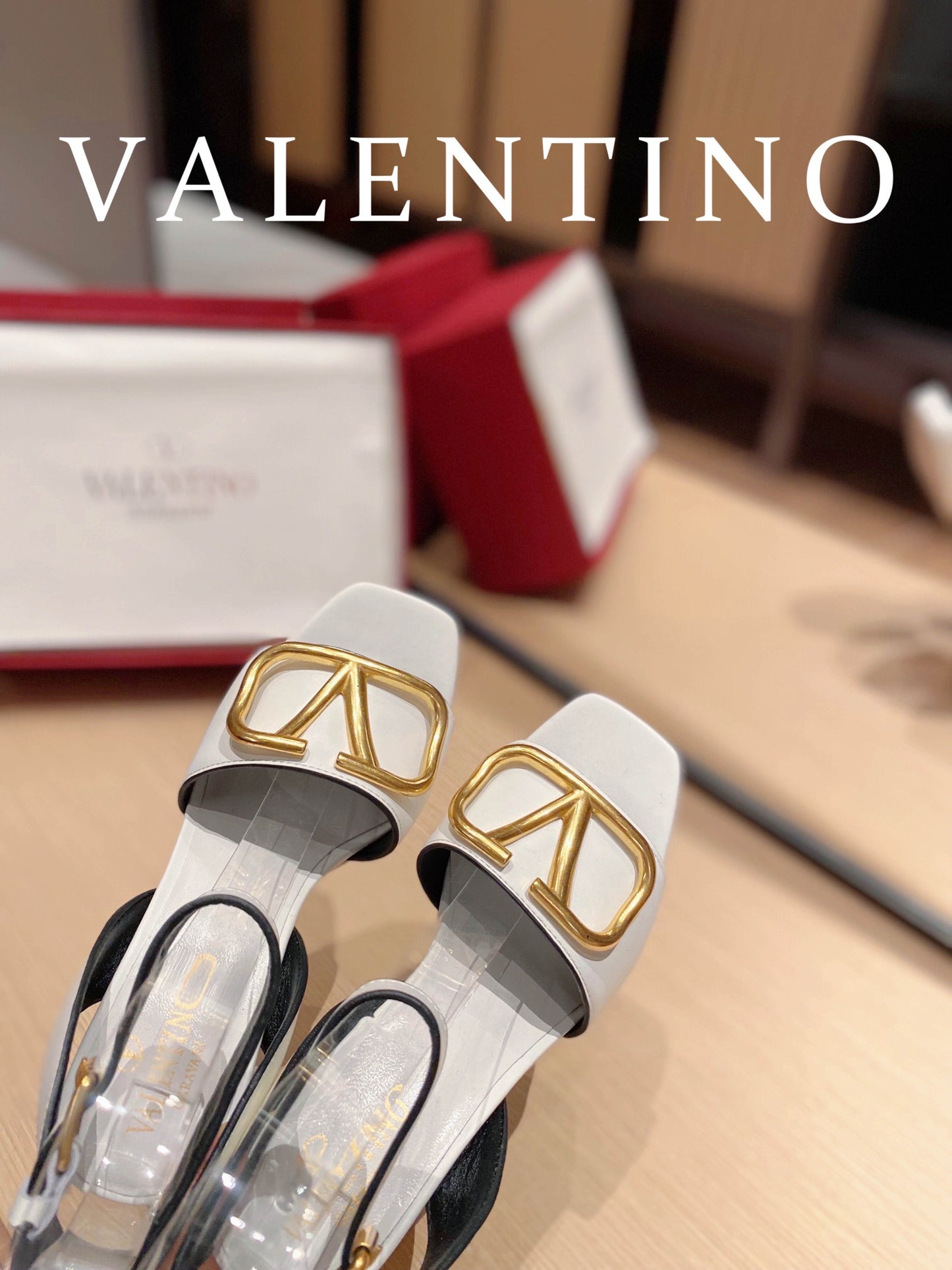 Valentino Garavani Strap Heeled Sandals With V Logo Signature Embellishment White For Women