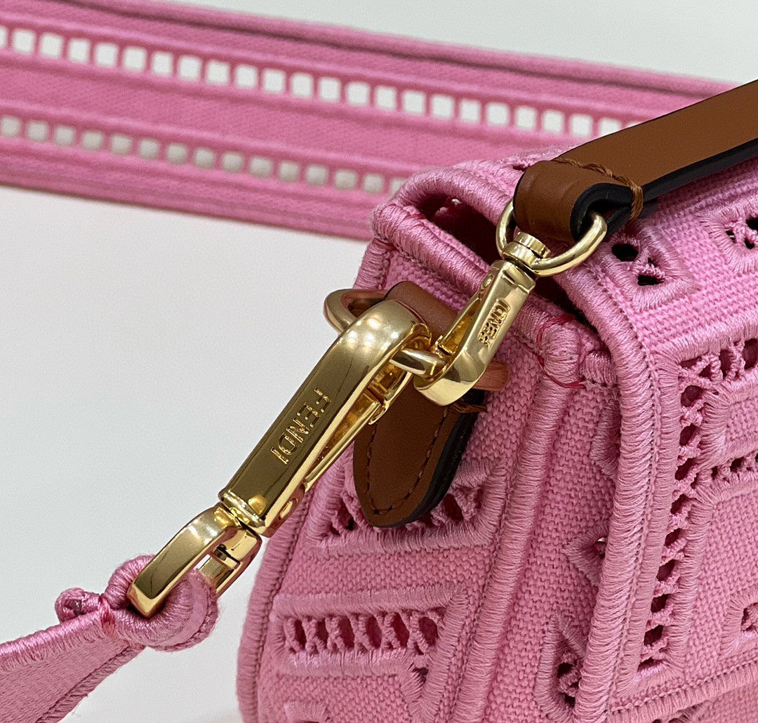 FI Baguette Pink with Embroidery Small Bag For Woman 21cm/8in