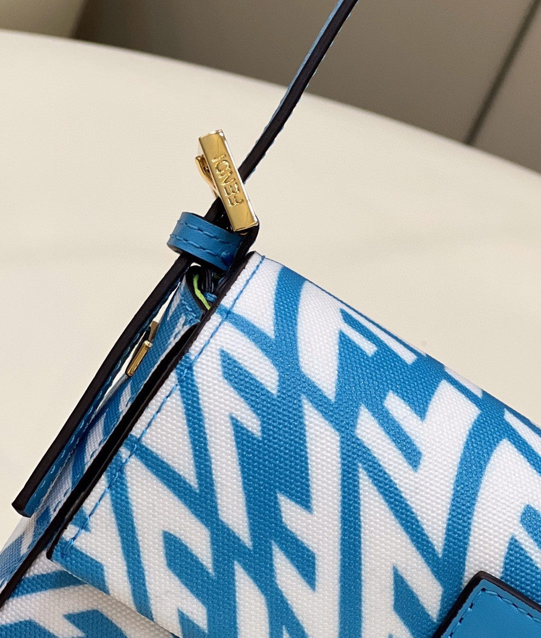 FI Mini Baguatte 1997 Blue Glazed Bag For Woman 19.5cm/7.5in