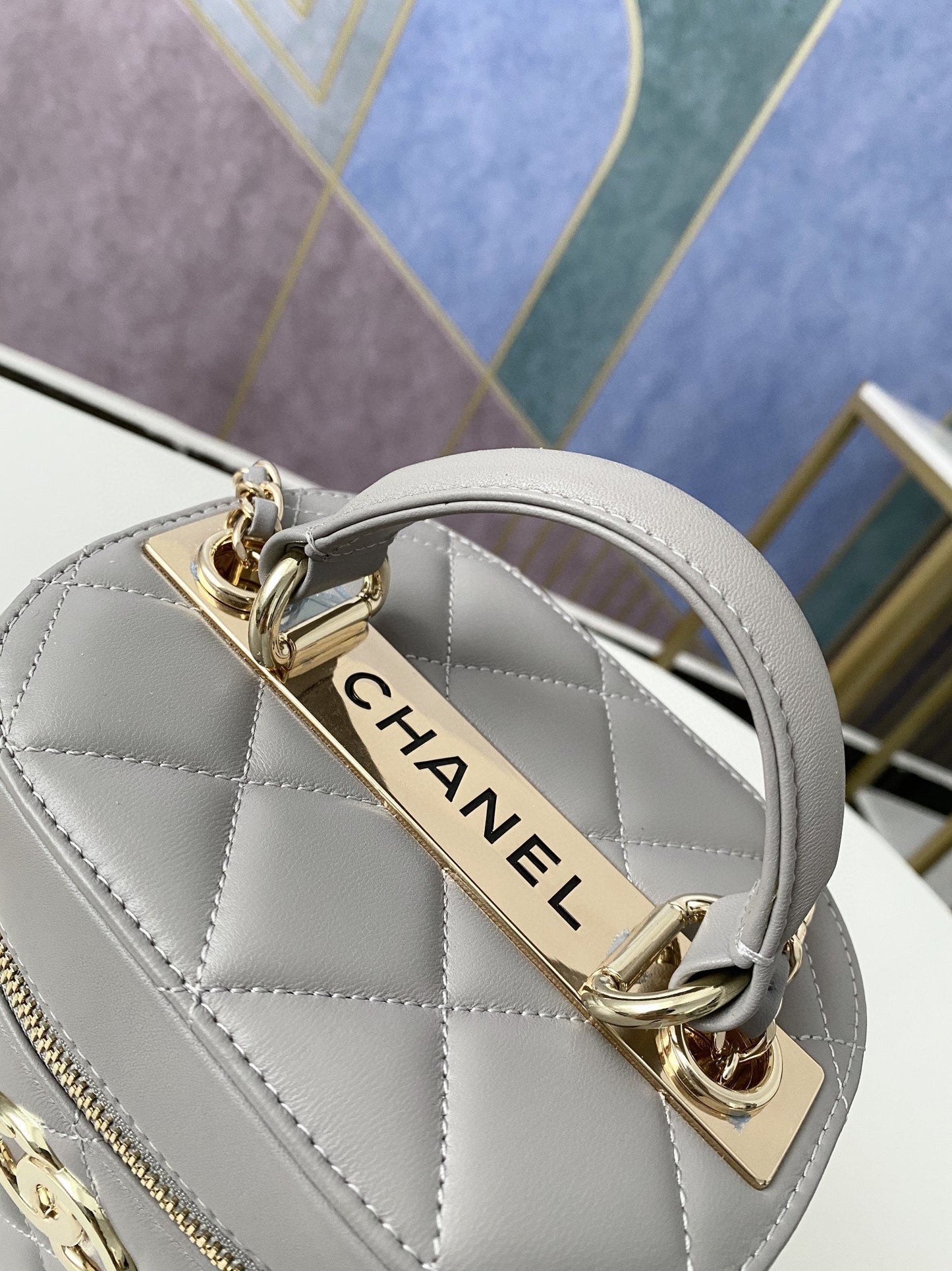 ChanelVanity Case Gold Hardware Grey For Women, Women’s Handbags, Shoulder Bags 9.4in/24cm