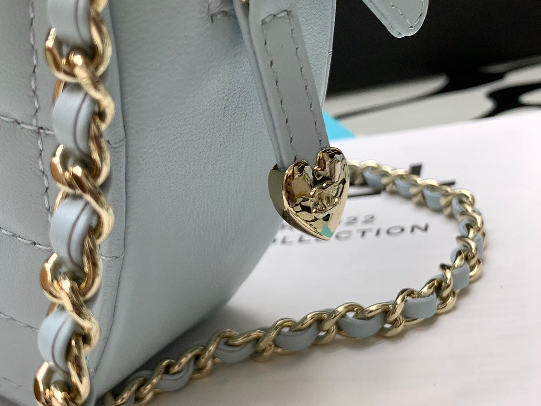 ChanelMini Heart Bag Grey For Women 7in/18cm AS3191 B07958