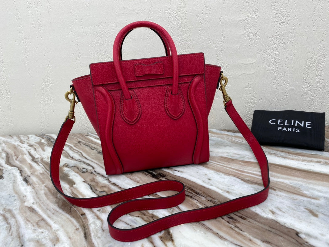 CE Nano LuGucciage Bag In Drummed Red For Women 8in/20cm
