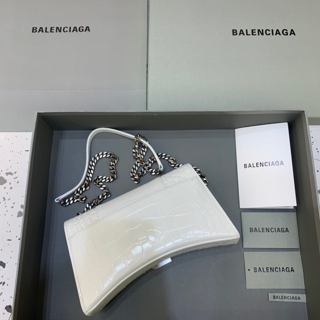 Balen Hourglass Wallet On Chain in White, For Women, Bags 9in/23cm