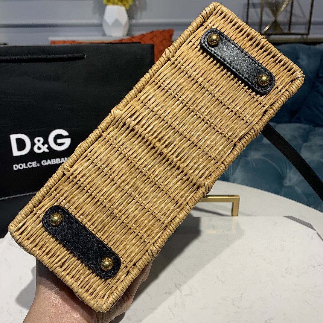 DG Dg Girl Midollino & Raffia Bag In Natural Beige For Women 9.8in/25cm DG