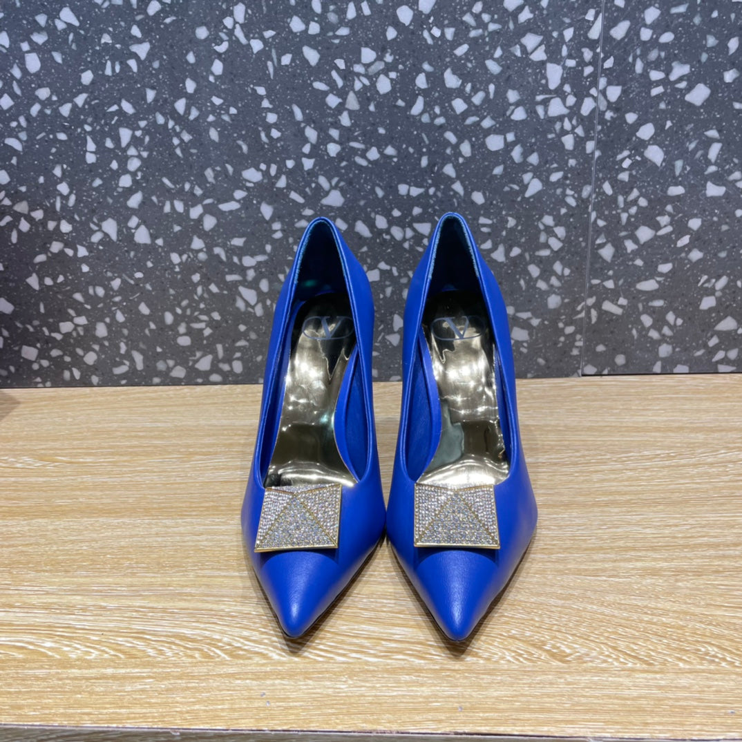 Valentino Garavani One Stud Pump With Maxi Stud Crystals Blue For Women WS0FH8XIC