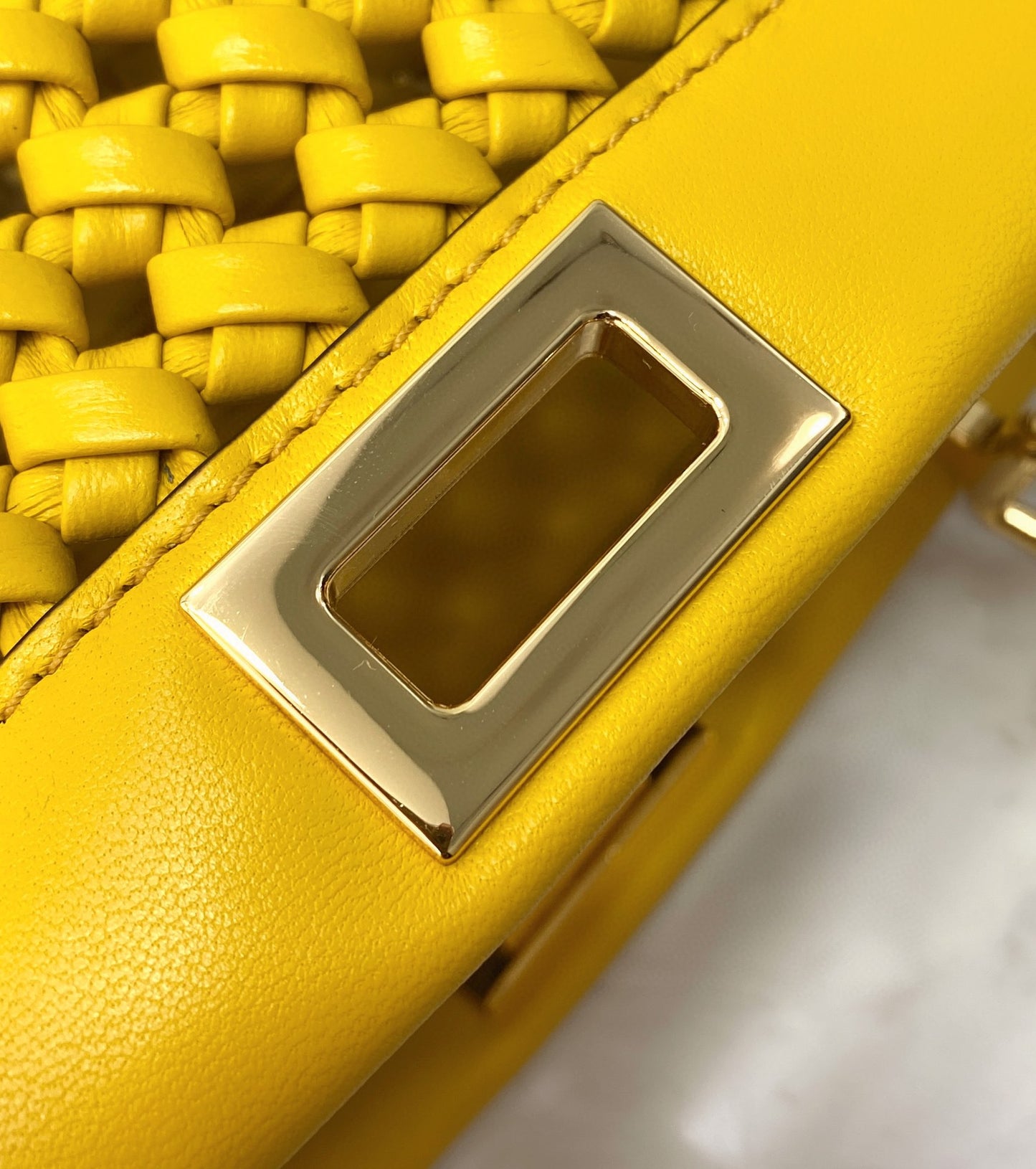 FI Peekaboo Mini Yellow Braided Bag For Woman 18cm/7in
