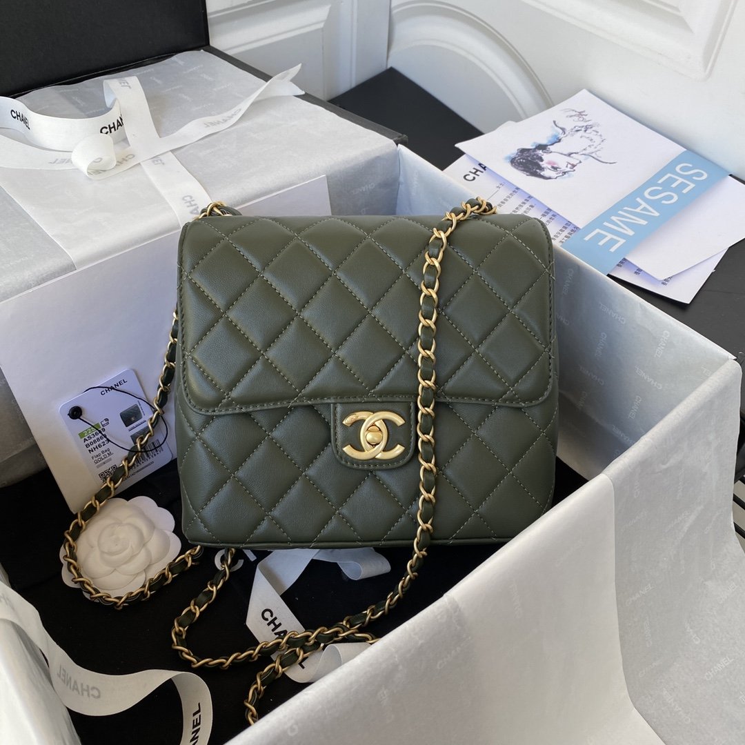 ChanelMini Flap Bag Dark Green For Women, Women’s Bags 6.7in/17cm